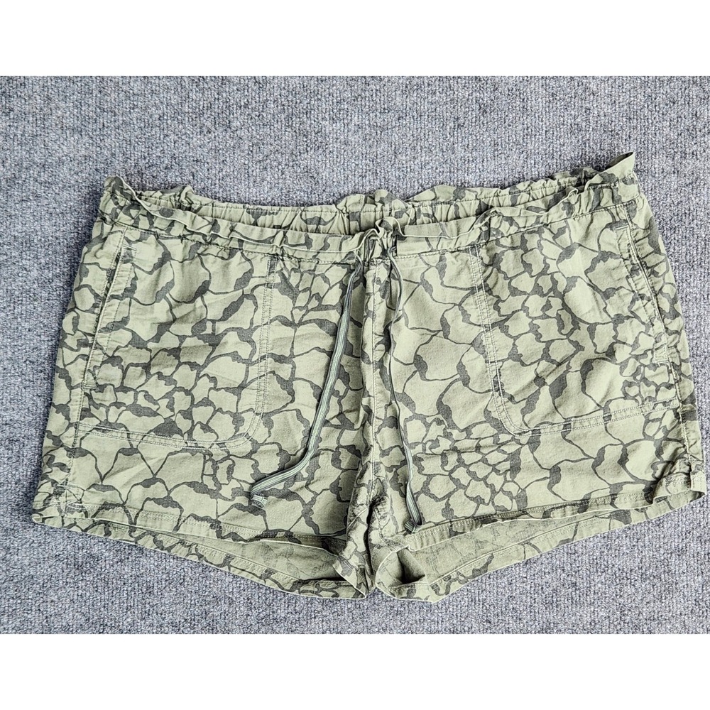 The North Face Camo Green Print Shorts Drawstring elastic waist Casual Active XL